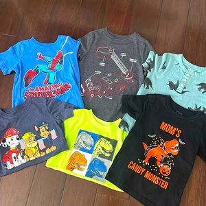 5T Boys Tshirt Bundle, Short Sleeve Tee Bundle, Paw Patrol, Dinosaur, Spider-Man